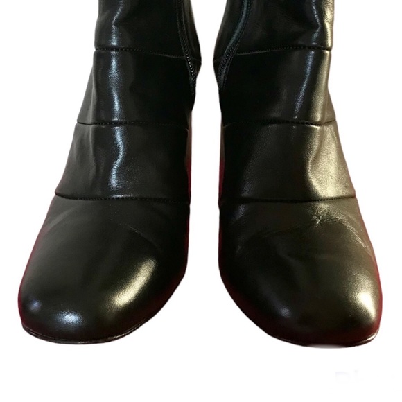 Zara Basics Faux Leather Black Moto Ankle Block Heel Booties Boots Size 37 (6.5) - Picture 4 of 7